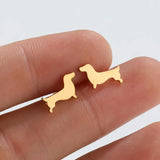 Pendientes de dachshund: pendientes minimalistas con motivos de perros, fabricados en metal