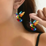 Pendientes de colibrí de colores – Pendientes de acrílico con forma de pájaro en 2D