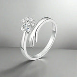 Anillo de Pata Ajustable en Plata – Símbolo de Amor y Conexión