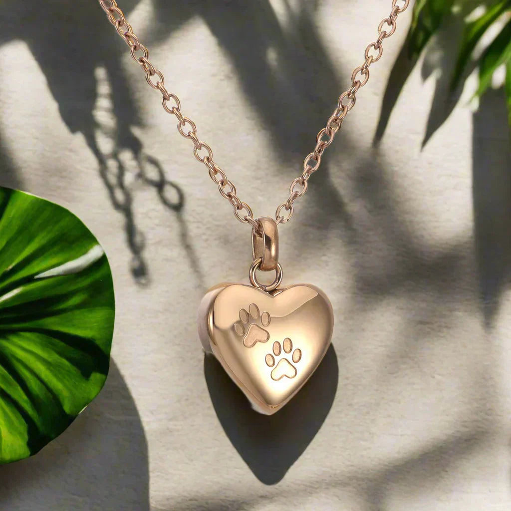 Collar Urna Conmemorativa con Huella en Corazón – Acero Inoxidable