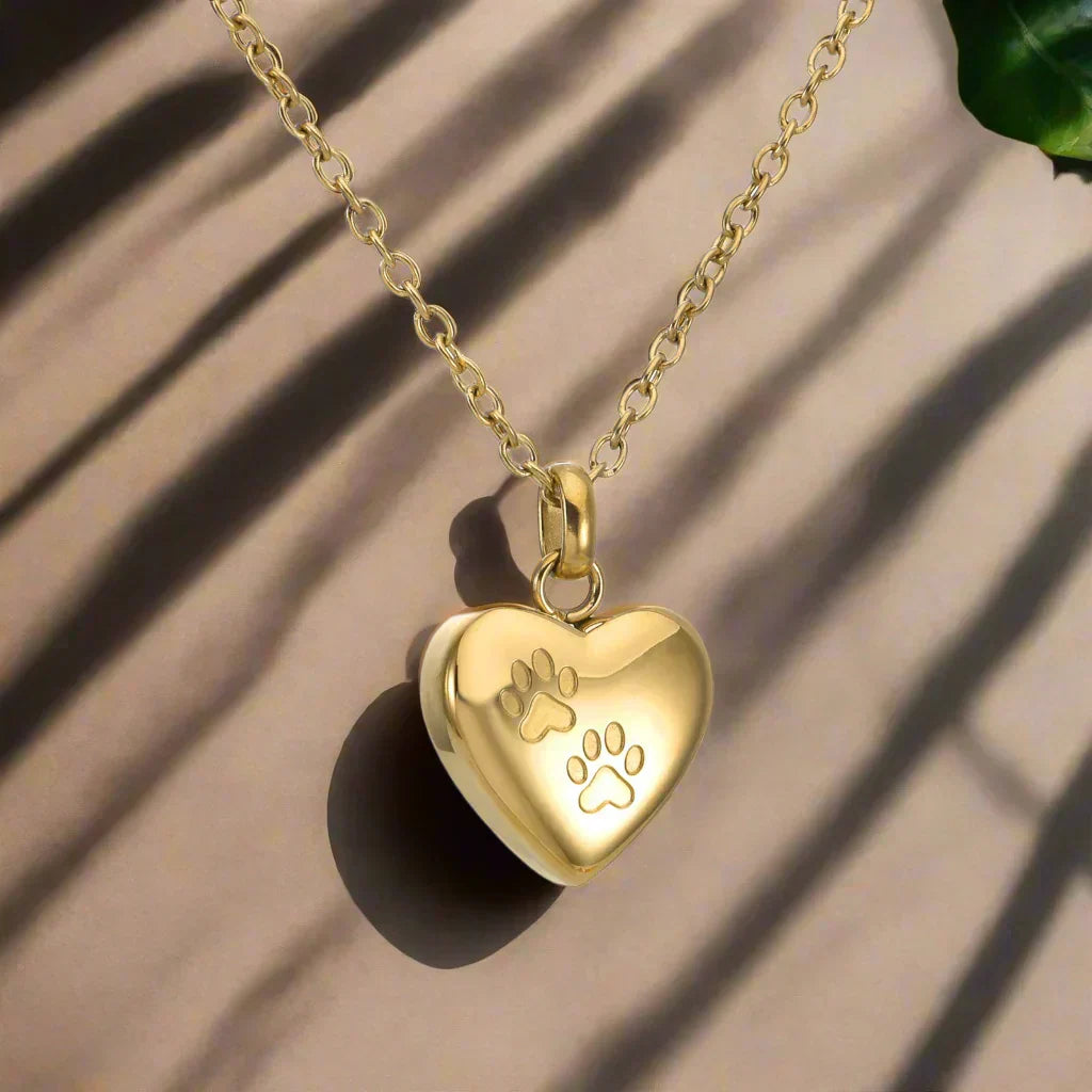 Collar Urna Conmemorativa con Huella en Corazón – Acero Inoxidable