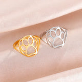 Anillo para patas delicado: anillo abierto de acero inoxidable con motivo animal