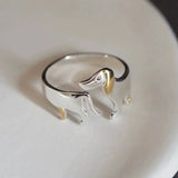 Anillo Ajustable Teckel en Plata – Diseño Elegante Hecho a Mano
