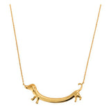 Collar de color dorado con forma de teckel para mujer