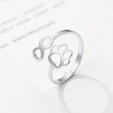 Anillo Infinity Paw ajustable de acero inoxidable: un anillo de pareja simbólico para mujer