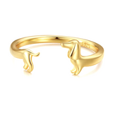 Anillo Ajustable Dachshund en Plata – Diseño Elegante con Acabado Premium