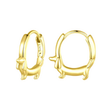 Pendientes de aro con forma de dachshund plateados