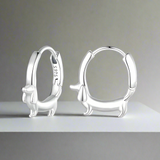 Pendientes de aro con forma de dachshund plateados
