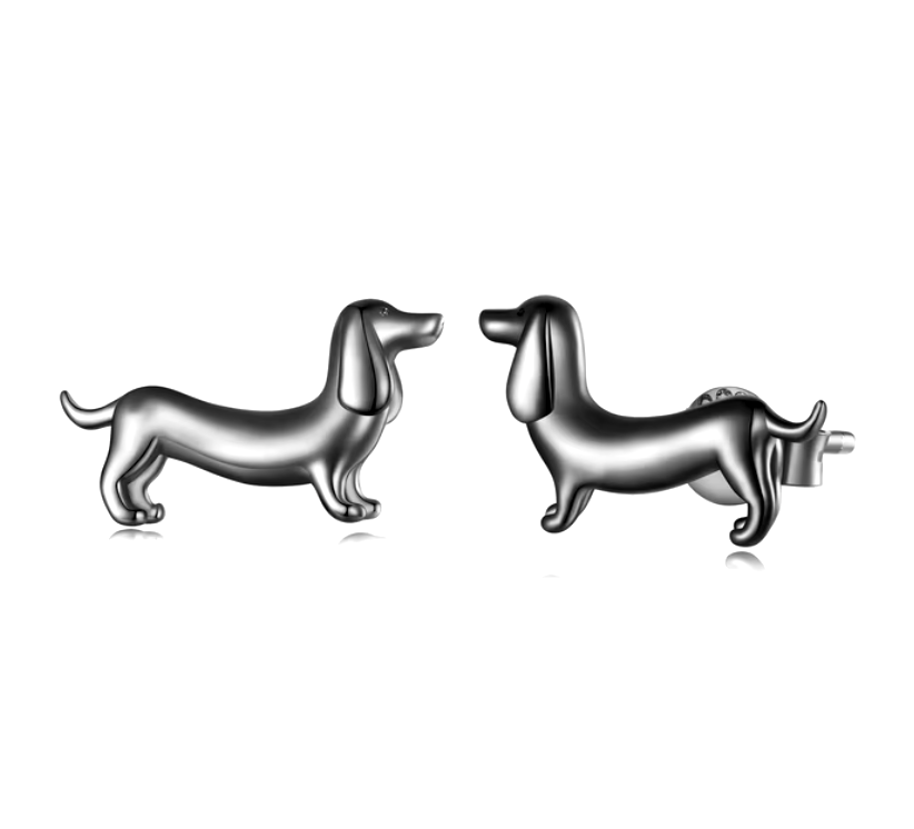 Pendientes de perrito hechos de plata