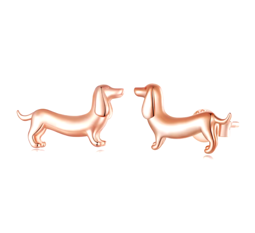 Pendientes de perrito hechos de plata