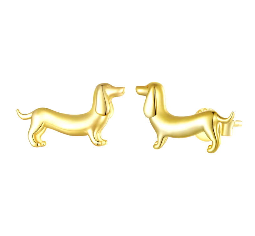 Pendientes de perrito hechos de plata