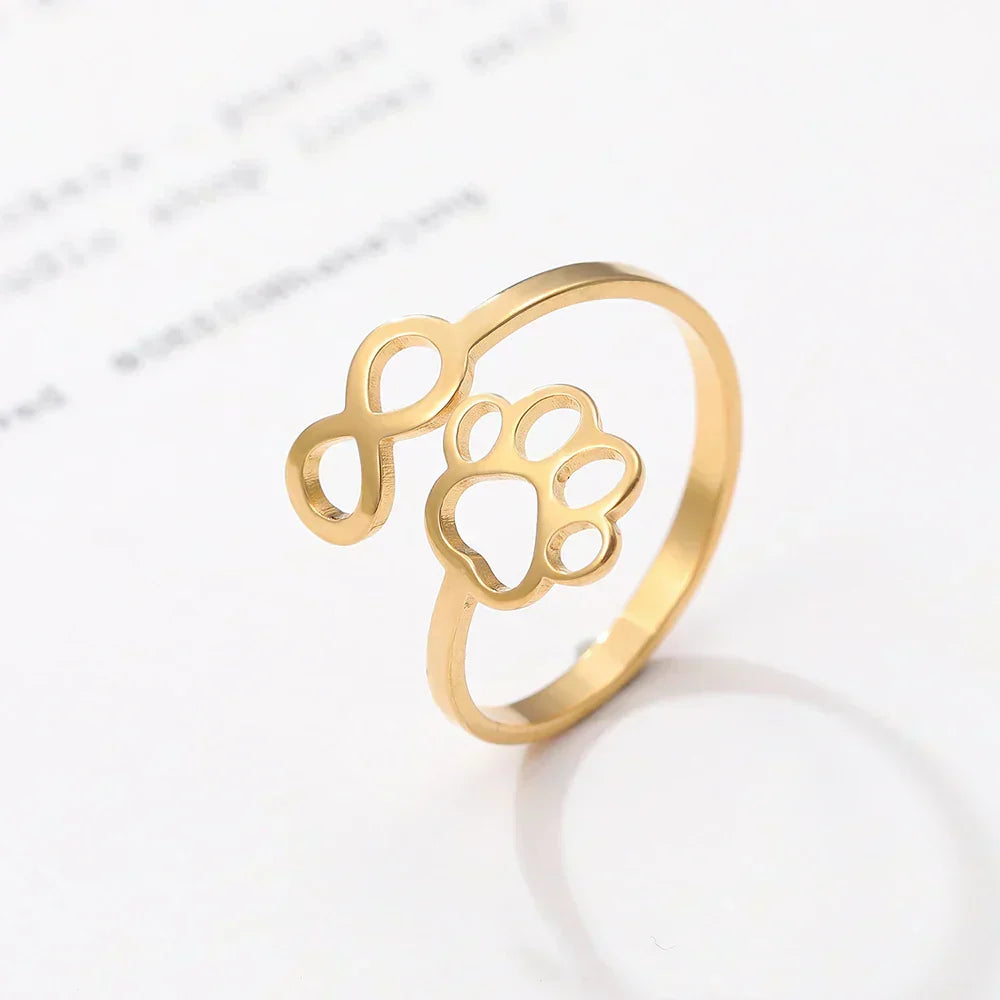 Anillo Infinity Paw ajustable de acero inoxidable: un anillo de pareja simbólico para mujer
