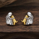 Pendientes bonitos, bicolores y envolventes, de plata y oro