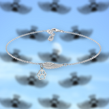 Pulsera conmemorativa de plata con alas de ángel y huellas de patas | Hecha a mano
