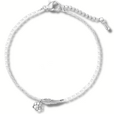 Pulsera conmemorativa de plata con alas de ángel y huellas de patas | Hecha a mano