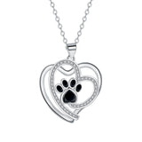Collar Loving Paw de plata con circonitas