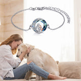 Pulsera de la suerte ajustable de plata de ley con motivo de perro
