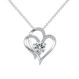Collar con dos corazones y circonitas – collar ajustable para mujer