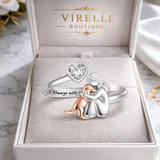 Anillo con forma de perro de plata de ley y circonitas blancas – anillo ajustable