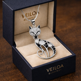 Collar de gato de plata con circonitas