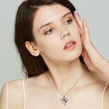 Collar Heart Friend Paw en color plata y negro