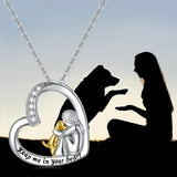 Collar de la suerte con motivos de corazón y perro: collar de plata con circonitas