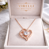Collar con dos corazones y circonitas – collar ajustable para mujer