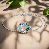 Pulsera de la suerte ajustable de plata de ley con motivo de perro