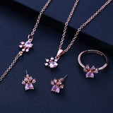 Set de Joyería Huella Mujer (4 Piezas) – Oro Rosa con Corazón de Circonitas